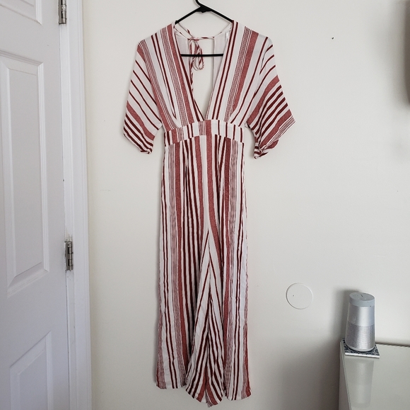 Lulus Hook Line Sinker Rust Red Striped Jumpsuit - Picture 8 of 9